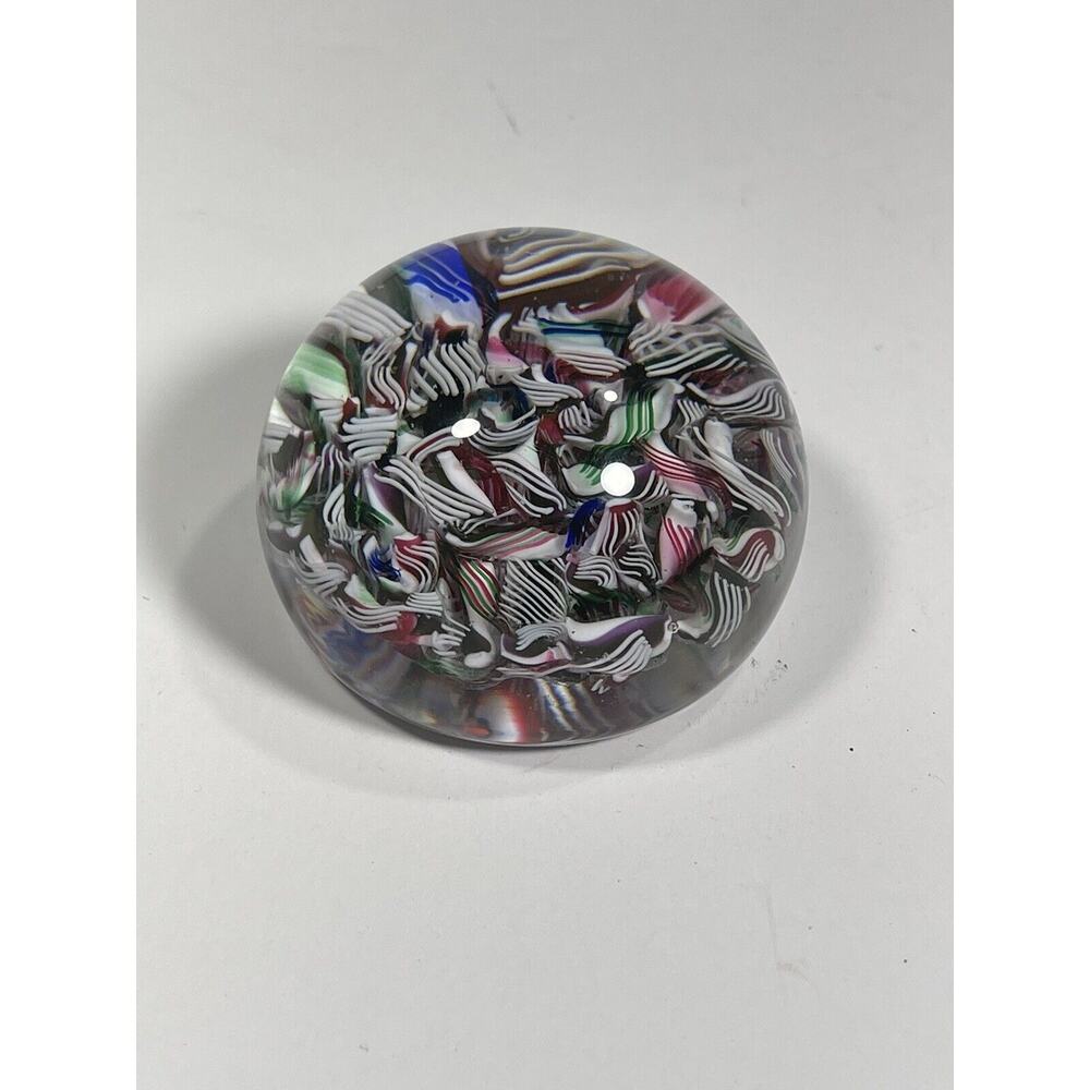 Baccarat France Glass Crystal Paperweight Macedoine Filigree Twist figurine RARE